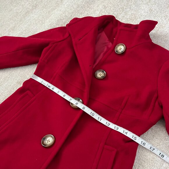 NWT MICHAEL Michael Kors Red Wool Winter Pea Coat 2P Petite - Picture 6 of 11